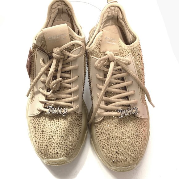 Juicy Couture Adana Lace-Up Chunky Platform Bling Rhinestone Fashion Sneakers - Picture 4 of 5